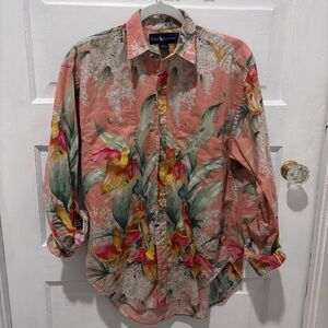 Vintage Ralph Lauren Pink Floral Tropical Shirt